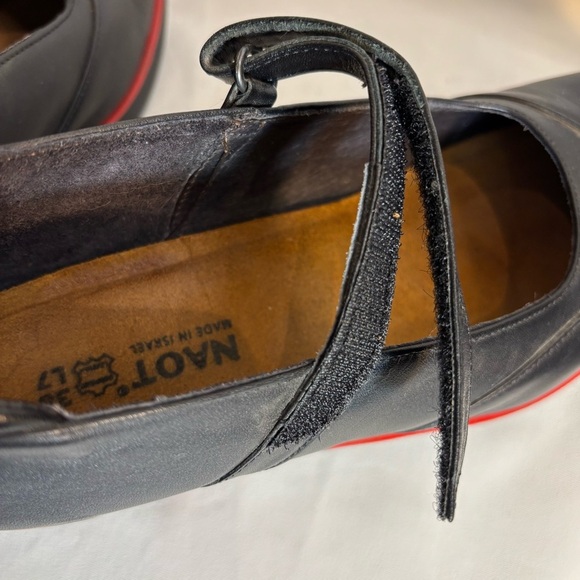 NAOT Sz 7 Wedges Mary Jane Shoes With Red Accent and Trim Hook & Eye Closure - Picture 14 of 14